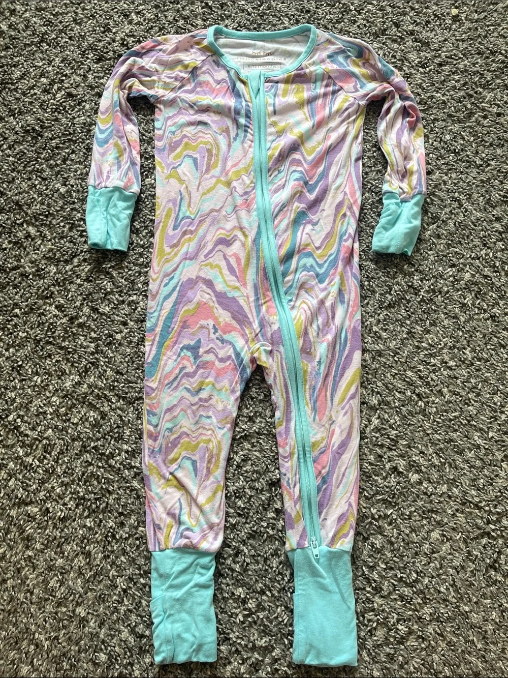Little Sleepies Pastel Marble Print One-Piece Pajamas - Size 6-12 months
